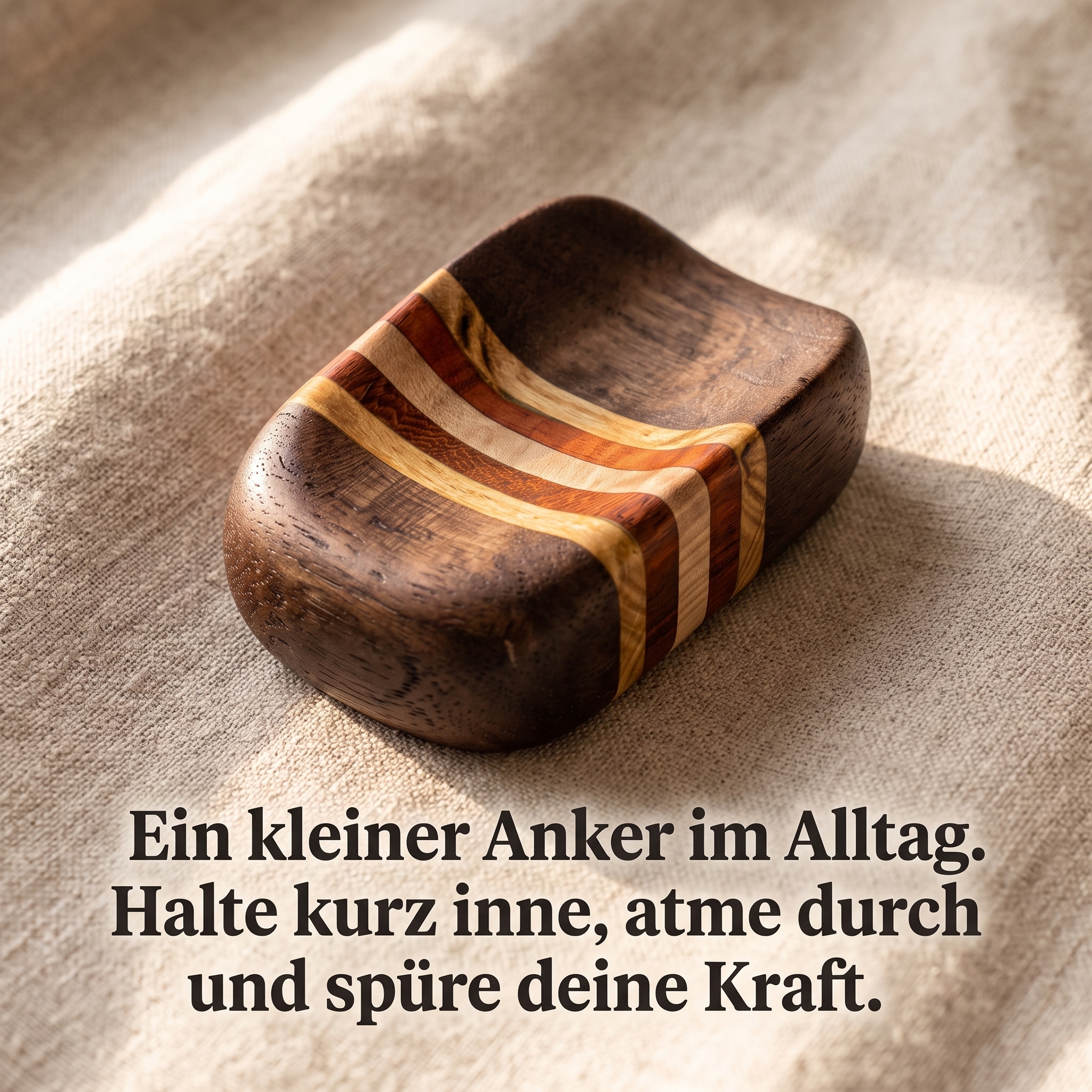 Seelenstein Holz mit Daumenkuhle – Bild 3