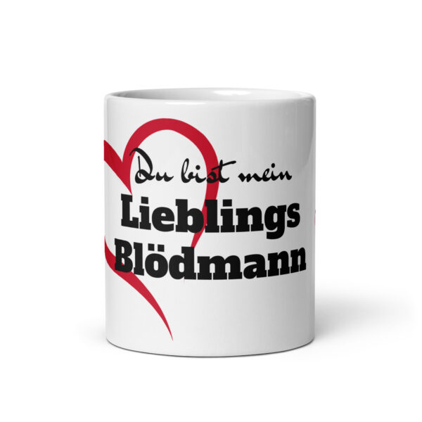 Blödmann / Weiße, glänzende Tasse – Bild 4