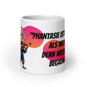 Einstein 4 / Weiße, glänzende Tasse