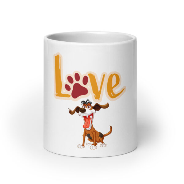 DogLove 8 / Weiße, glänzende Tasse