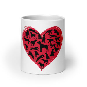 DogLove 5 / Weiße, glänzende Tasse